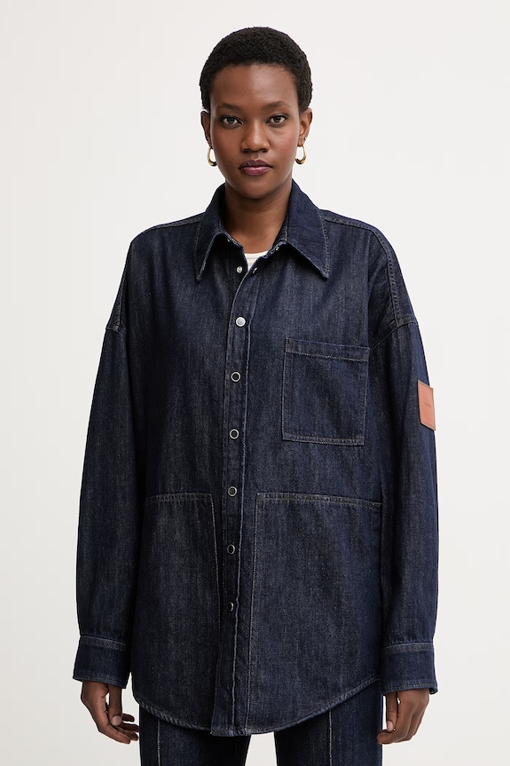 Missoni cămașă pentru femei, din denim bleumarin DS26SJ0N.BW00ZB