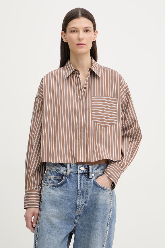 rag & bone camicia da donna in cotone Marin marrone RA4W25HSMCN