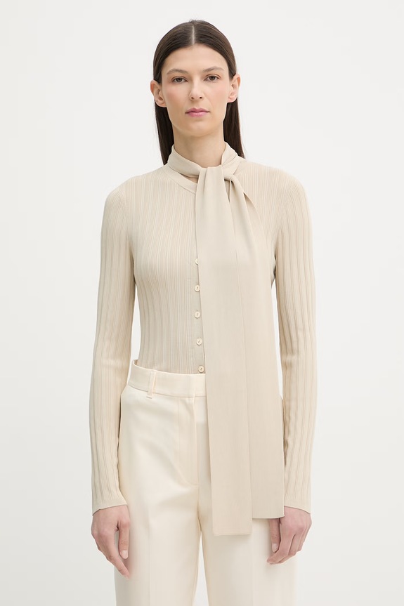 rag & bone bluză cu mânecă lungă pentru femei, din vâscoză Giana bej RG2925H6MVR