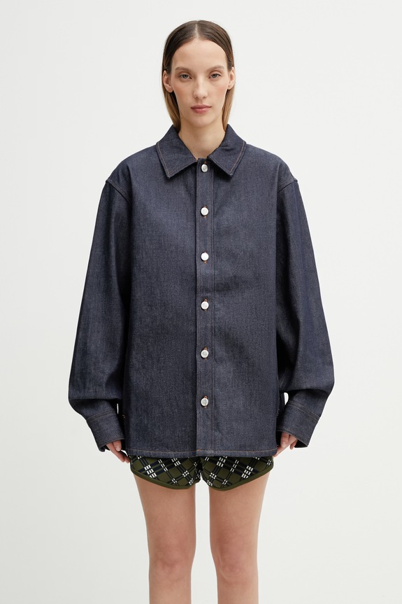 A.P.C. Surchemise риза с памук дамска тъмносин COGDF.M32022