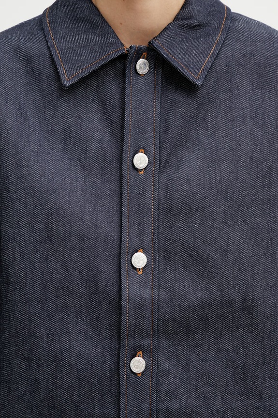 A.P.C. Surchemise риза с памук дамска тъмносин COGDF.M32022