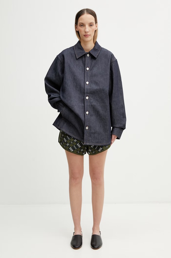 A.P.C. Surchemise риза с памук дамска COGDF.M32022 тъмносин