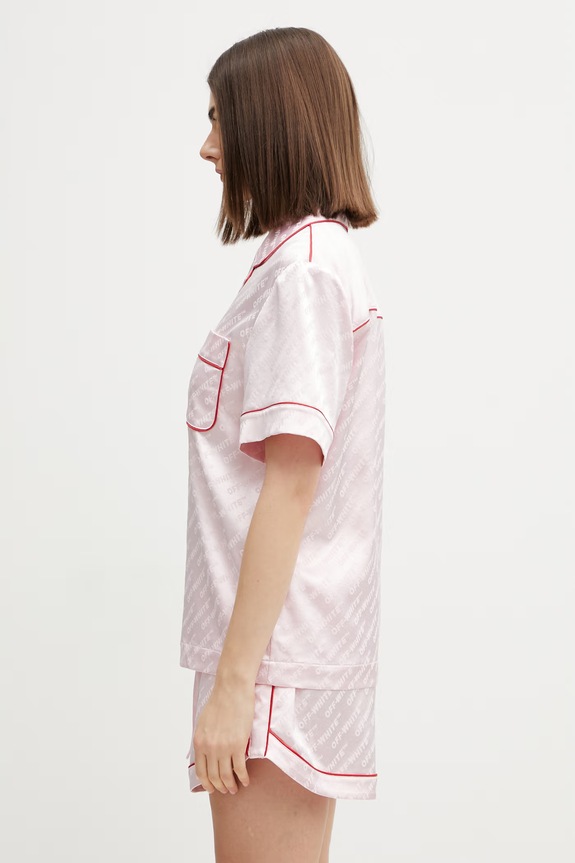 Off-White dámska pyžamová košeľa z viskózy 2GG00BS26FAB001 ružová SS26