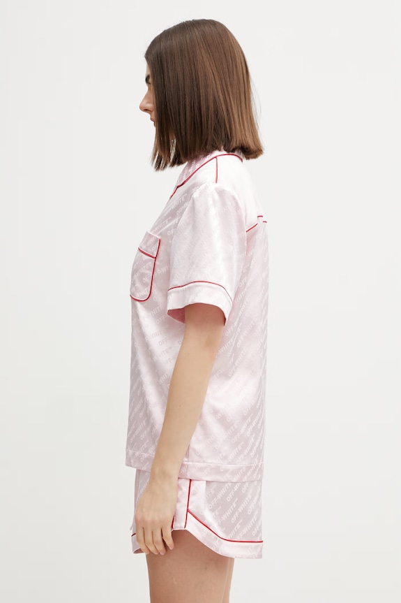 Off-White dámska pyžamová košeľa z viskózy 2GG00BS26FAB001 ružová SS26