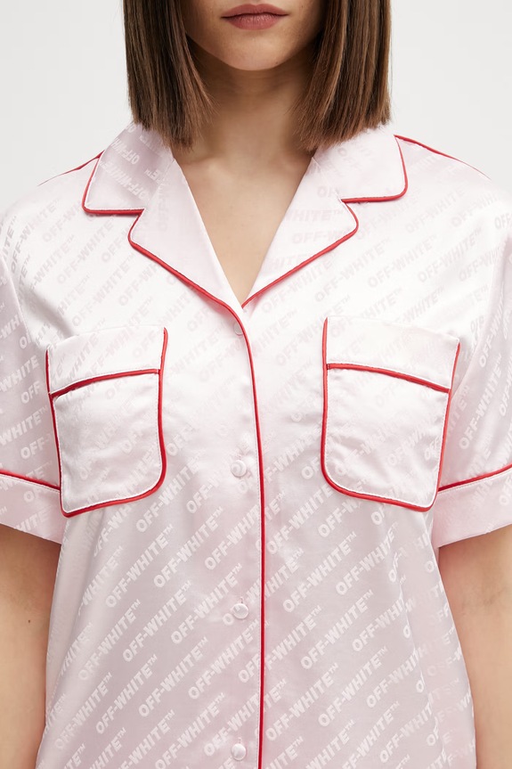 Off-White dámska pyžamová košeľa z viskózy ružová 2GG00BS26FAB001