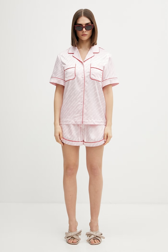 Off-White dámska pyžamová košeľa z viskózy 2GG00BS26FAB001 ružová