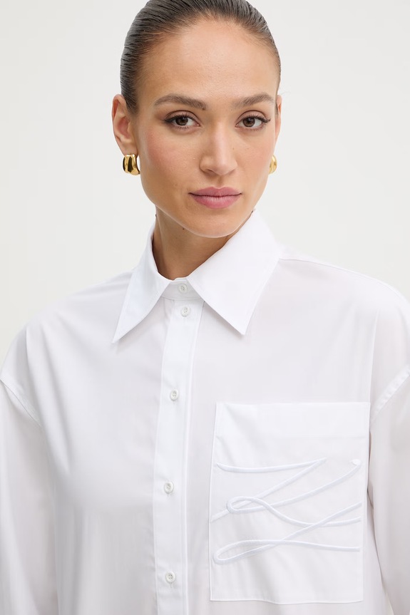 Karl Lagerfeld Πουκάμισο γυναικείο βαμβακερό λευκό B2W11041
