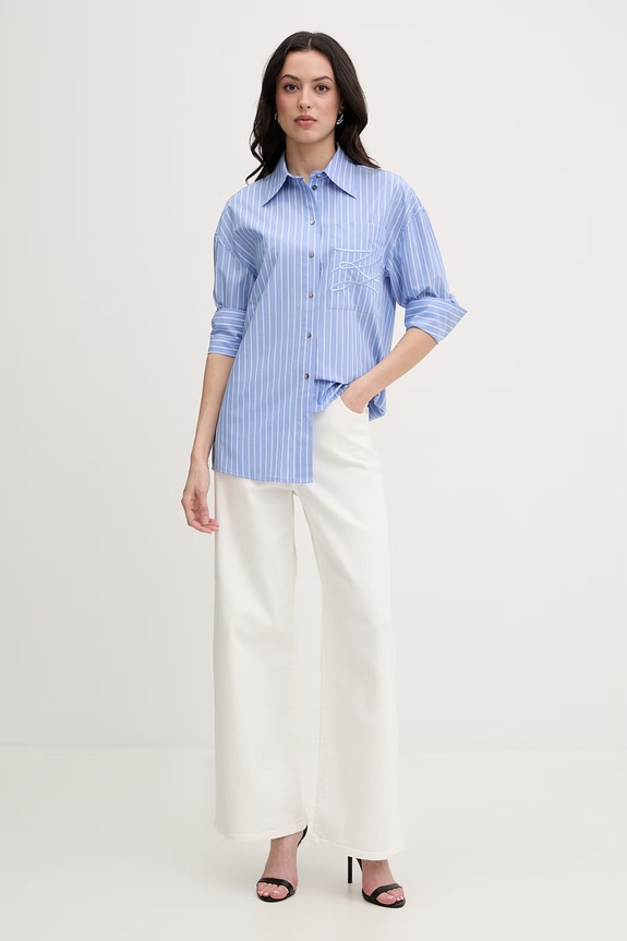 Karl Lagerfeld košeľa dámska bavlnená B2W11018 modrá SS26