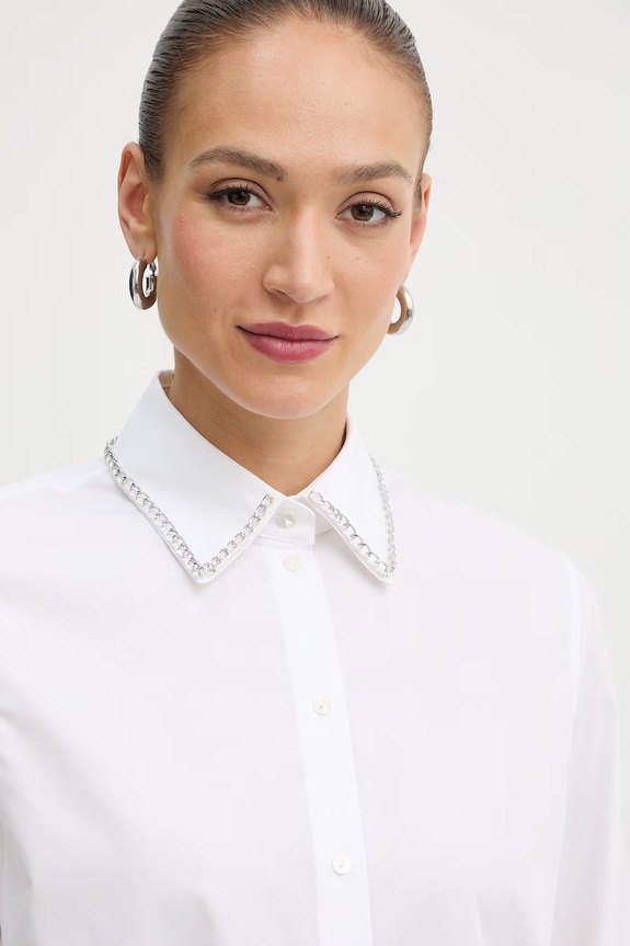 Karl Lagerfeld Πουκάμισο γυναικείο βαμβακερό λευκό B2W11003