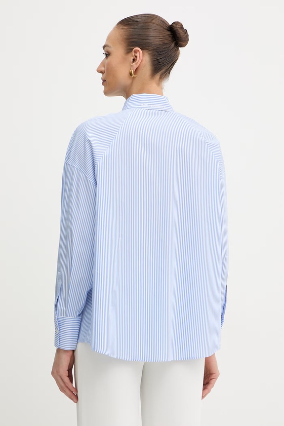 Ρούχα Karl Lagerfeld Πουκάμισο Γυναικείο βαμβακερό IKON B2W11034 μπλε