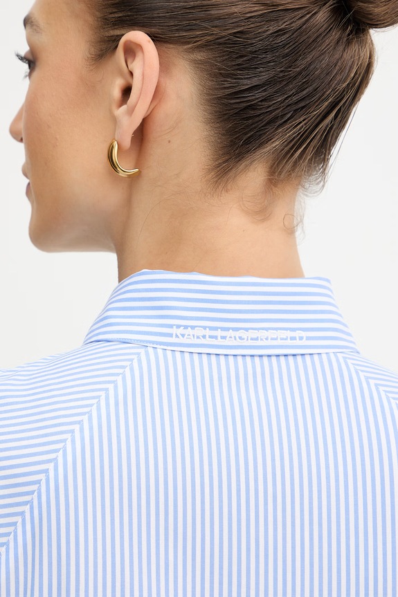 Karl Lagerfeld Πουκάμισο Γυναικείο βαμβακερό IKON μπλε B2W11034