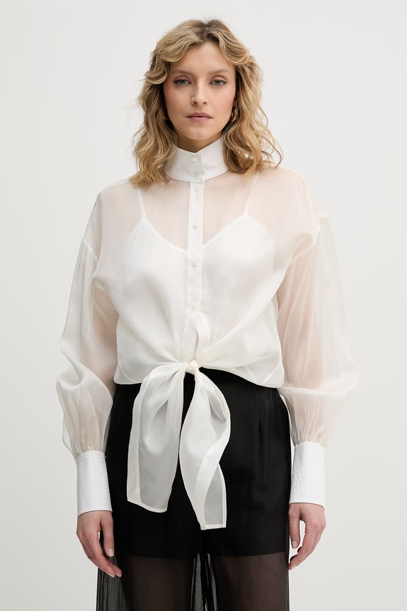 Dámska košeľa s hodvábom Karl Lagerfeld Studio biela B2W11038