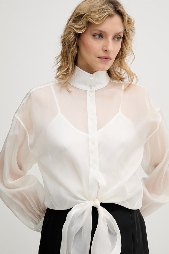 Dámska košeľa s hodvábom Karl Lagerfeld Studio biela B2W11038