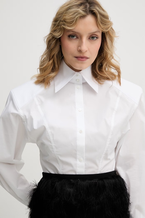 Dámska košeľa s bavlnou Karl Lagerfeld Studio biela B2W11047