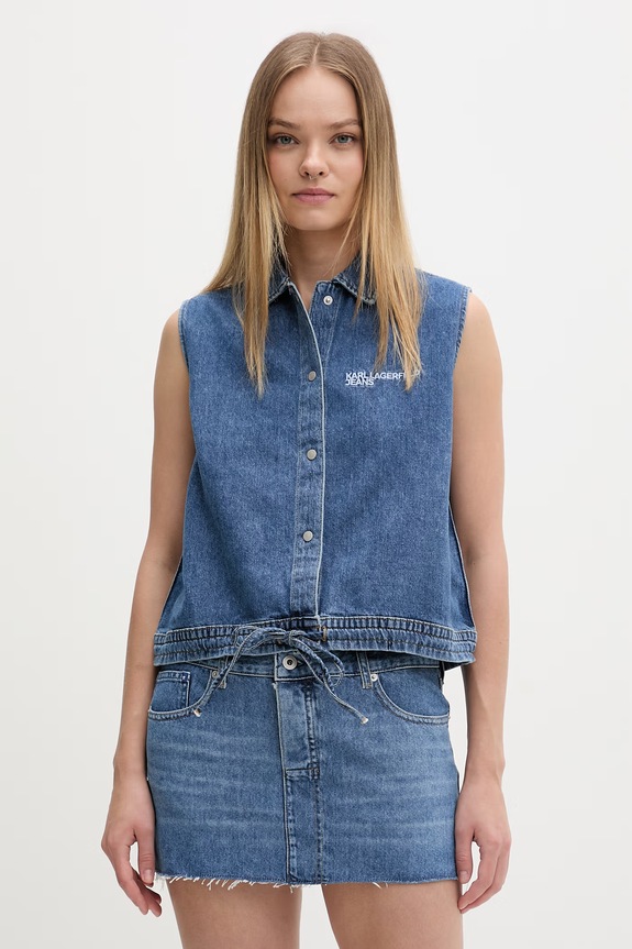 Karl Lagerfeld Jeans koszula damska jeansowa niebieski B2W11024