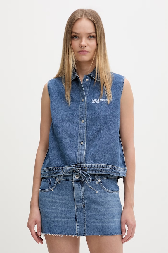 Karl Lagerfeld Jeans koszula damska jeansowa niebieski B2W11024