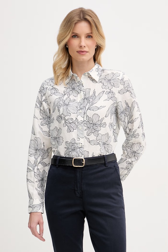 Gant koszula damska z lnem biały 4300637