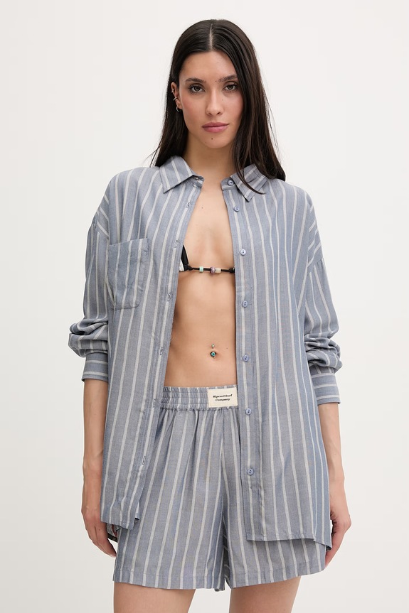Rip Curl košeľa dámska z viskózy BEACH DAYS PINSTRIPE modrá 072WSH