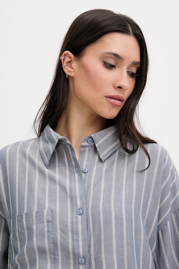 Rip Curl košeľa dámska z viskózy BEACH DAYS PINSTRIPE modrá 072WSH