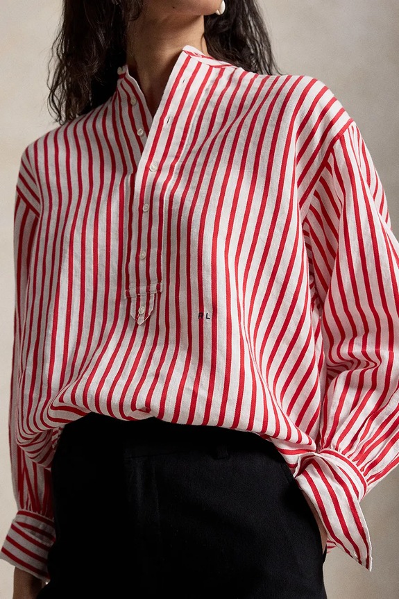 Polo Ralph Lauren koszula damska z lnem czerwony 211A12790