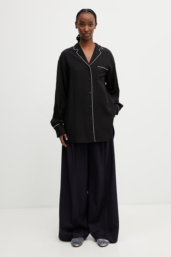 Sportmax Spxcocco koszula z wiskozy damska 2612191022600 czarny