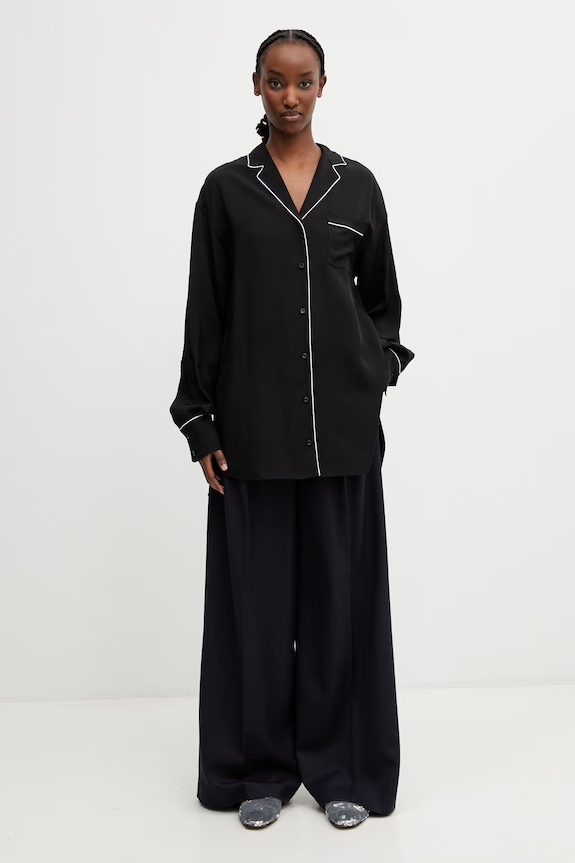 Sportmax Spxcocco koszula z wiskozy damska 2612191022600 czarny