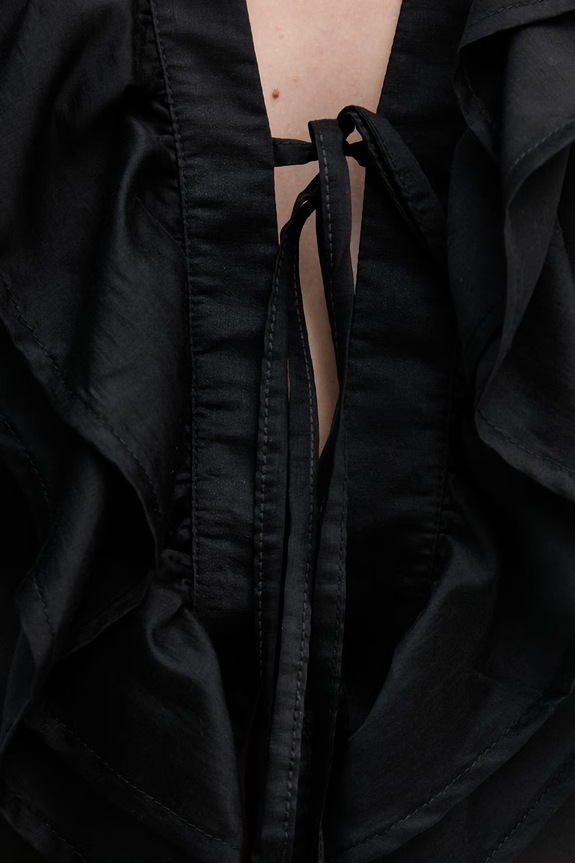 Haveone bluzka z falbanką damska z lyocellem CVE.Q033 czarny