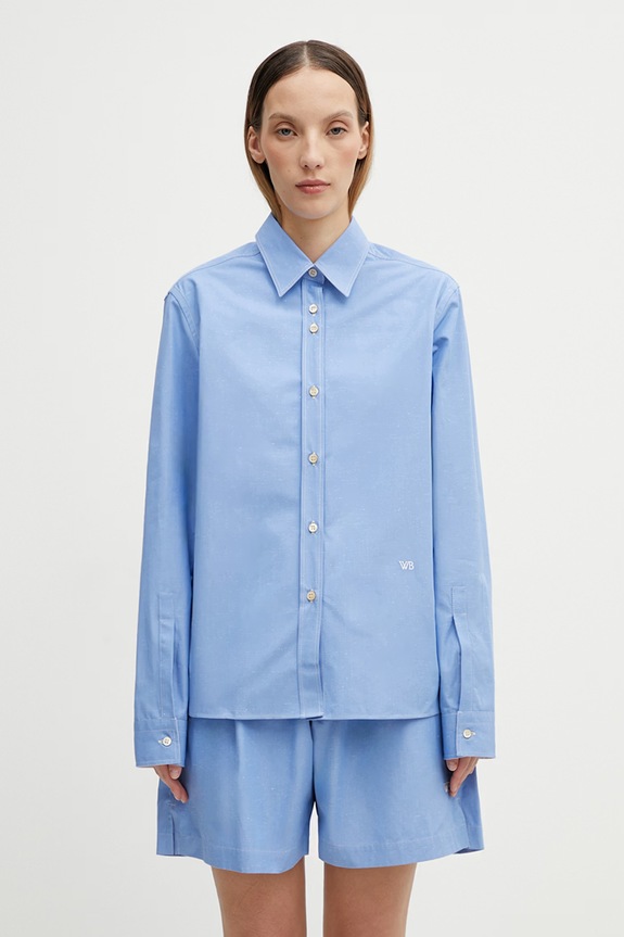 Wales Bonner Zora camicia in cotone da donna blu WS26SH04.CO02.400