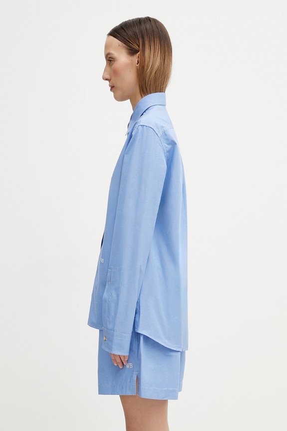 Wales Bonner Zora camicia in cotone da donna WS26SH04.CO02.400 blu SS26