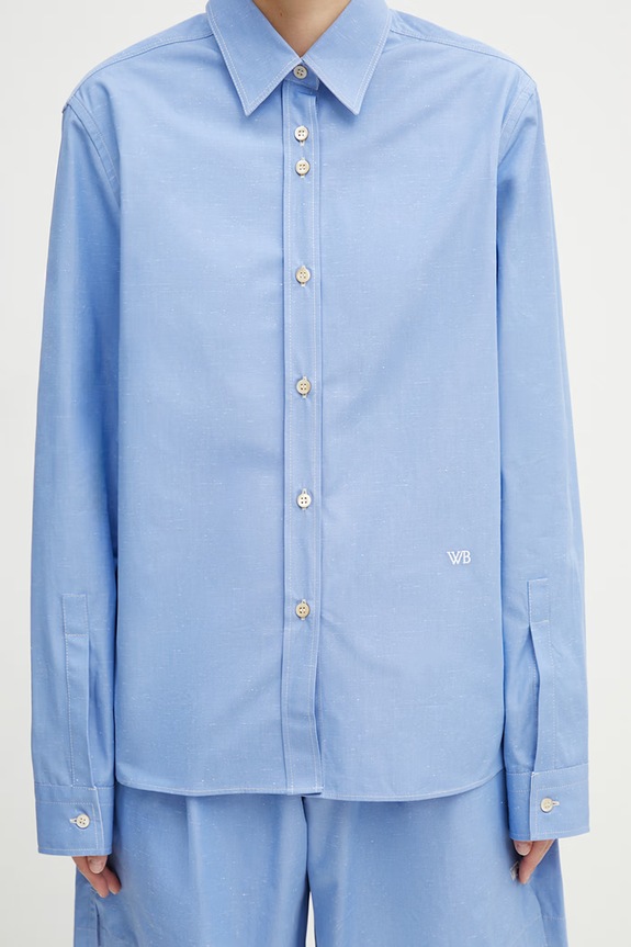Wales Bonner Zora camicia in cotone da donna blu WS26SH04.CO02.400