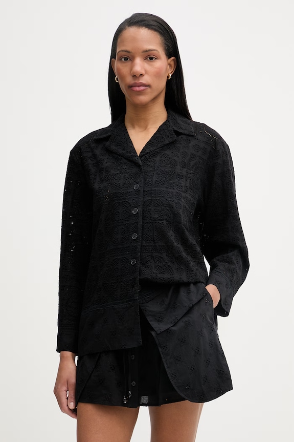 Isabelle Blanche cămașă pentru femei, din bumbac negru IS26SS.C120.T018