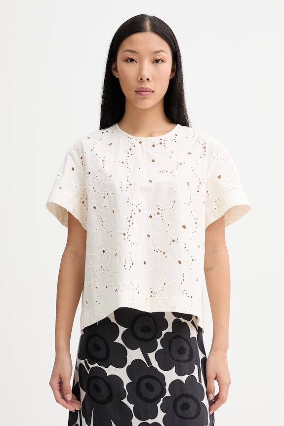 Marimekko blúzka dámska bavlnená béžová 095644