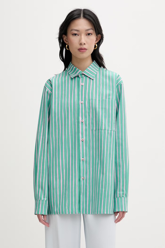 Marimekko cămașă pentru femei, din bumbac verde 095436
