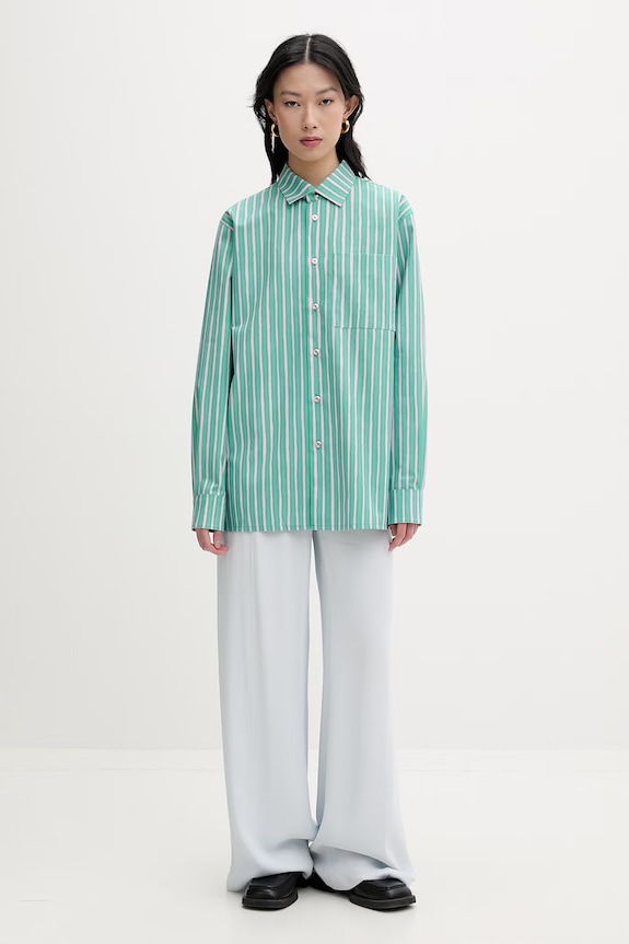 Marimekko cămașă pentru femei, din bumbac 095436 verde SS26