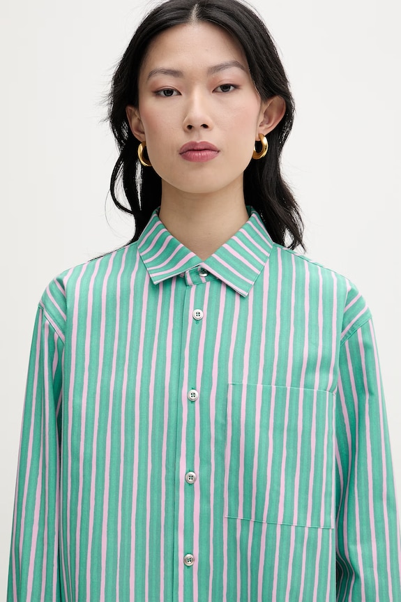 Marimekko cămașă pentru femei, din bumbac verde 095436