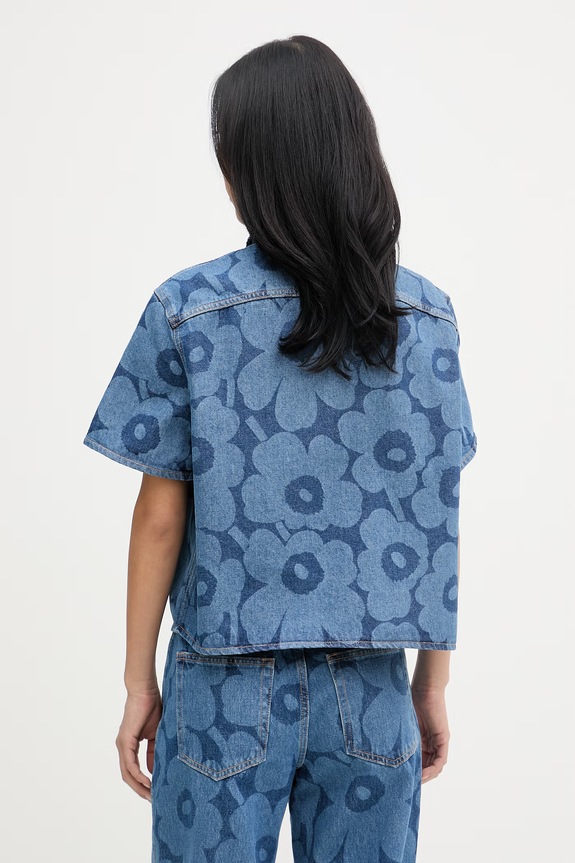 Oblečenie Marimekko košeľa dámska rifľová 095426 modrá