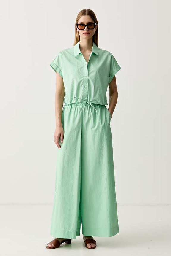 United Colors of Benetton košeľa dámska bavlnená 5MBJDQ0EV zelená SS26