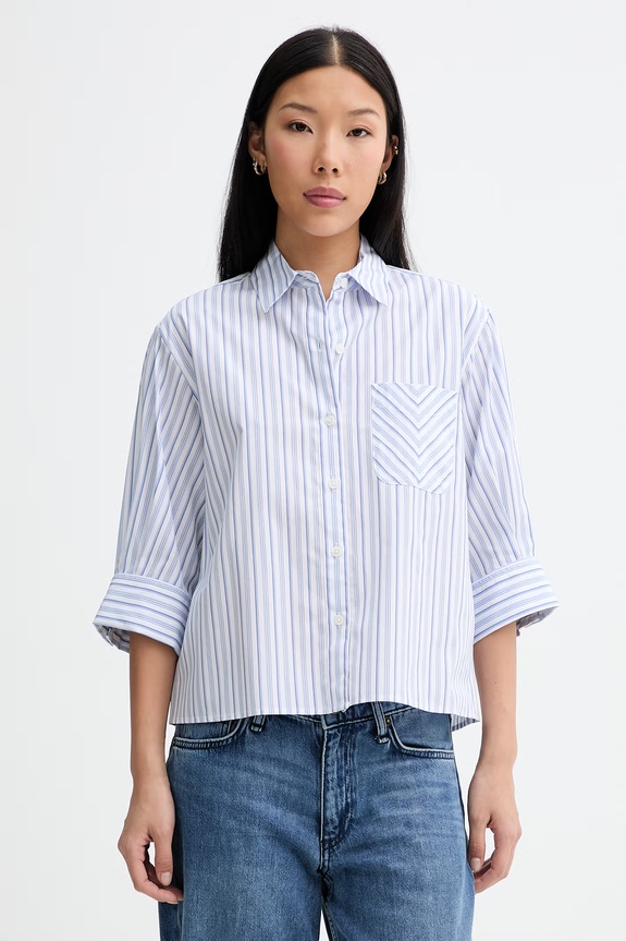 rag & bone srajca ženska bombažna Lucia modra RA6Y26SSMCO