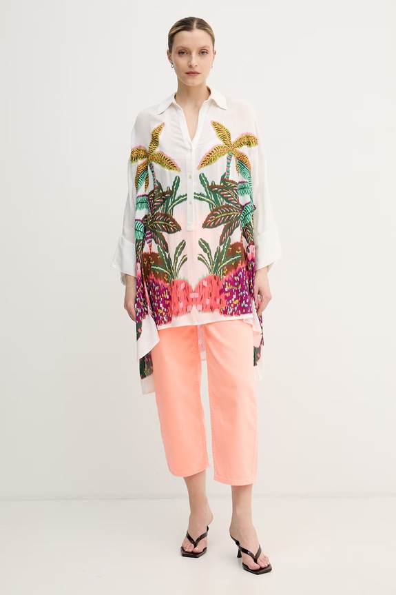 Lola Casademunt πουκαμίσα γυναικεία από βισκόζη LS2615014 λευκό SS26