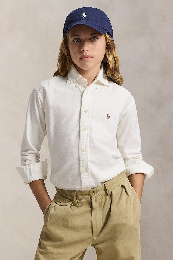 Otroška bombažna srajca Polo Ralph Lauren Dolg bela 313929954004
