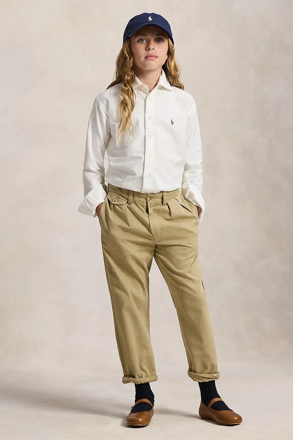 Otroška bombažna srajca Polo Ralph Lauren bela 313929954004