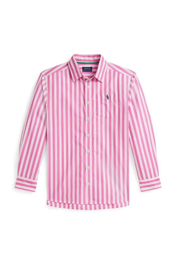 Detská bavlnená košeľa Polo Ralph Lauren pásiky ružová 313A95902001