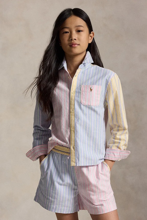 Polo Ralph Lauren koszula bawełniana dziecięca wzorzyste różowy 313A11793001