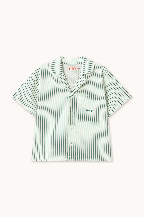 Tinycottons cămașă de in pentru copii EMERALD STRIPES SHIRT SS26.243 alb SS26