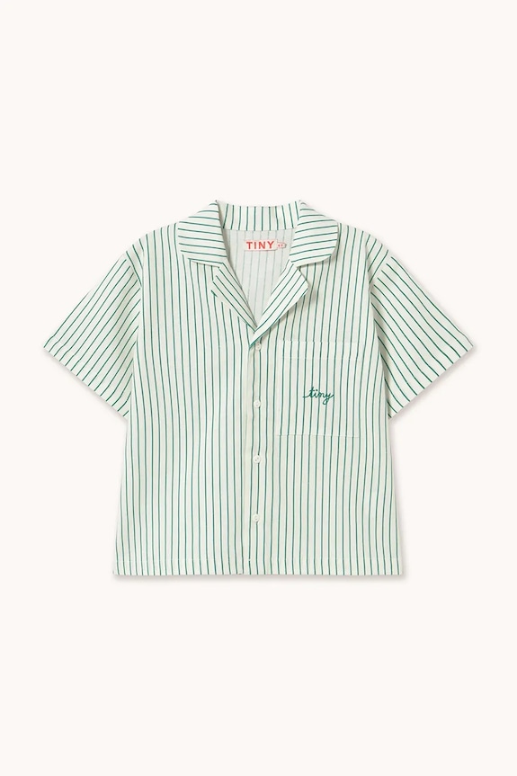 Tinycottons cămașă de in pentru copii EMERALD STRIPES SHIRT SS26.243 alb SS26