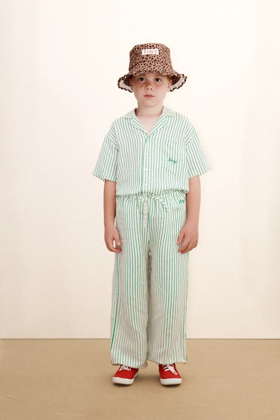 Tinycottons cămașă de in pentru copii EMERALD STRIPES SHIRT SS26.243 alb