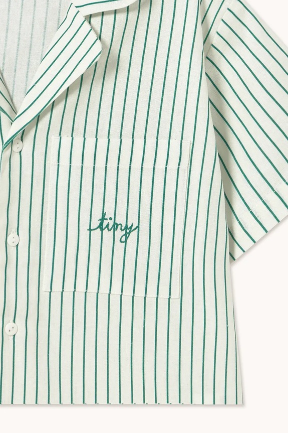 Tinycottons cămașă de in pentru copii EMERALD STRIPES SHIRT alb SS26.243