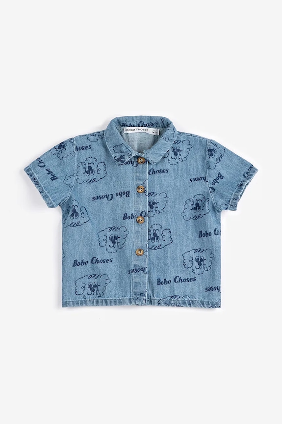 Bobo Choses koszula jeansowa niemowlęca Pickles The Dog 126AB027 niebieski SS26