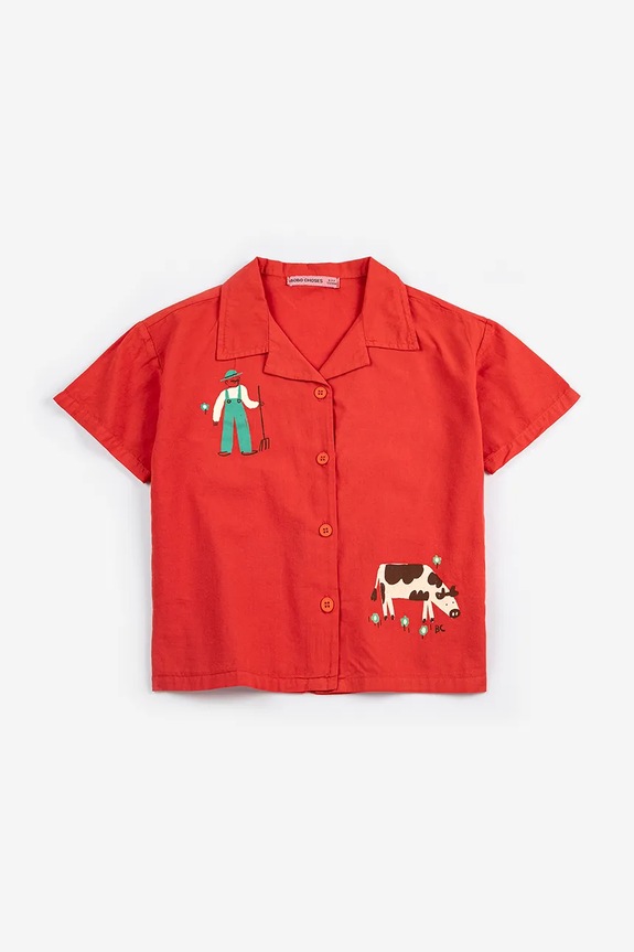 Detská bavlnená košeľa Bobo Choses Farm Adventure 126AC034 červená SS26