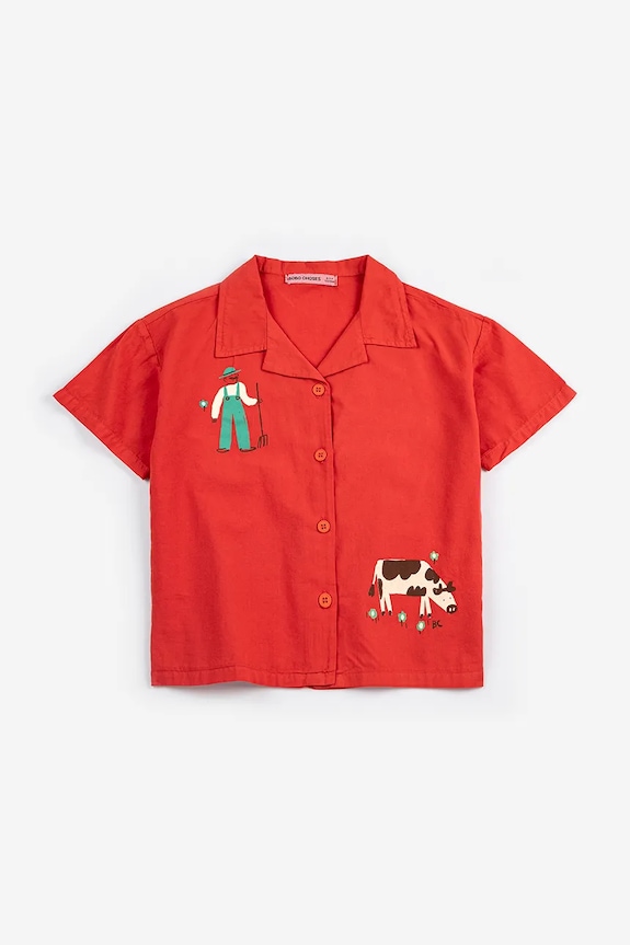 Detská bavlnená košeľa Bobo Choses Farm Adventure 126AC034 červená SS26
